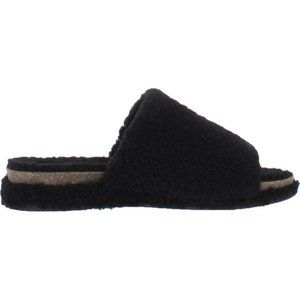 #2 Lucky Brand  Gadini Black Faux Fur Open Toe Fleece Slippers